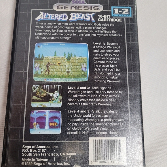 Sega Genesis Altered Beast Video Game Untested Game & Case 1989 VTG - Picture 4 of 9